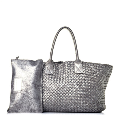 Bottega Veneta Metallic Nappa Intrecciato Medium Moon Cabat Silver 1 of 8