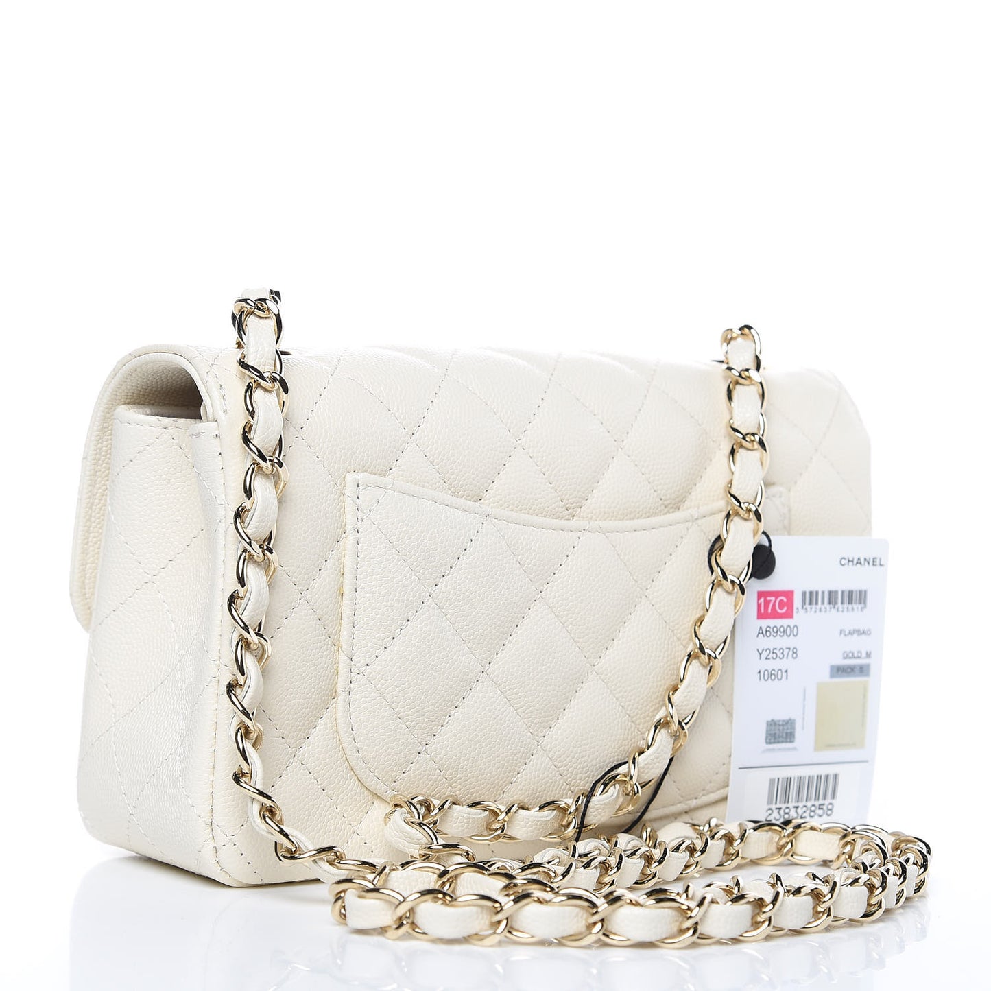 Caviar Quilted Mini Rectangular Flap White