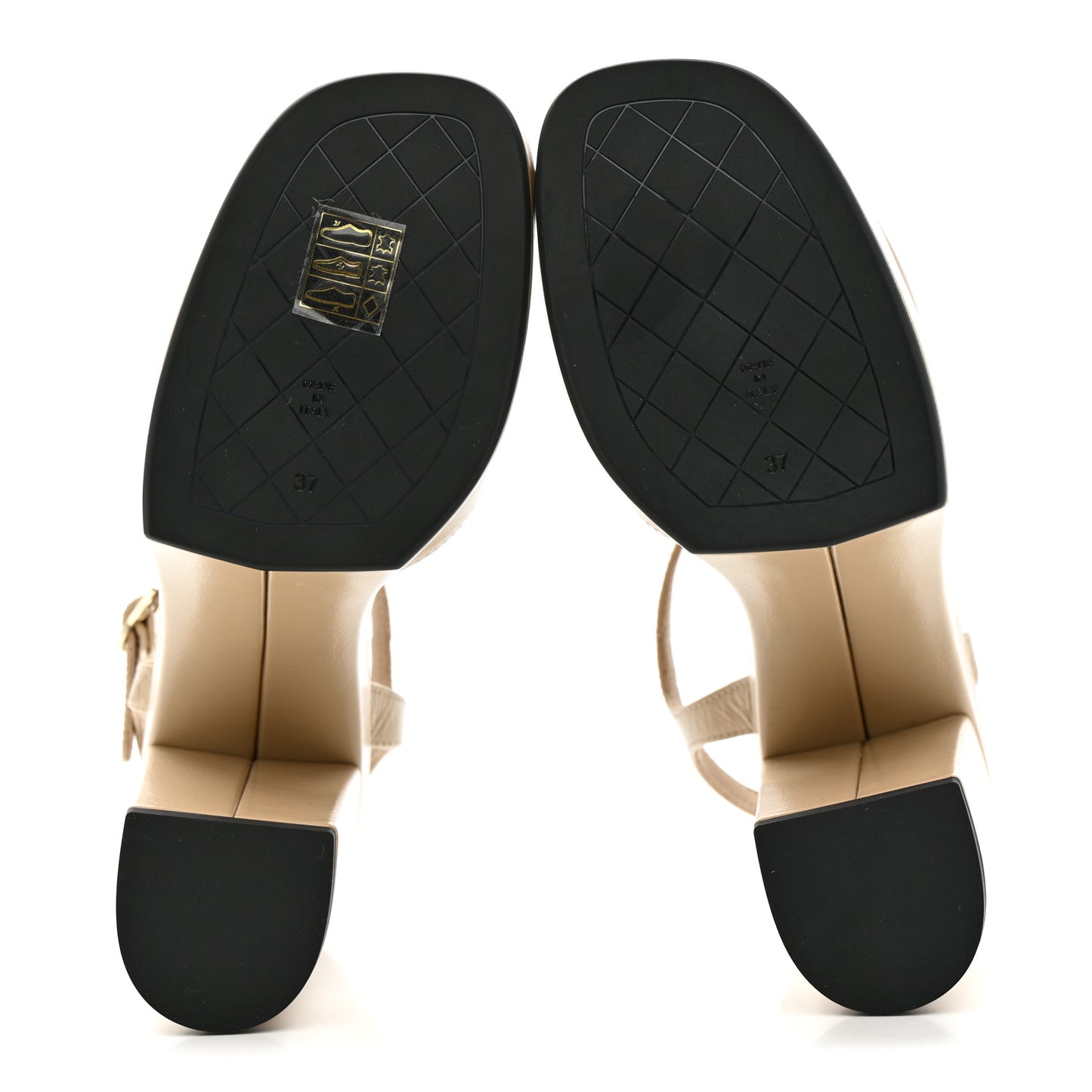 Calfskin CC Platform Sandals 37 Light Beige