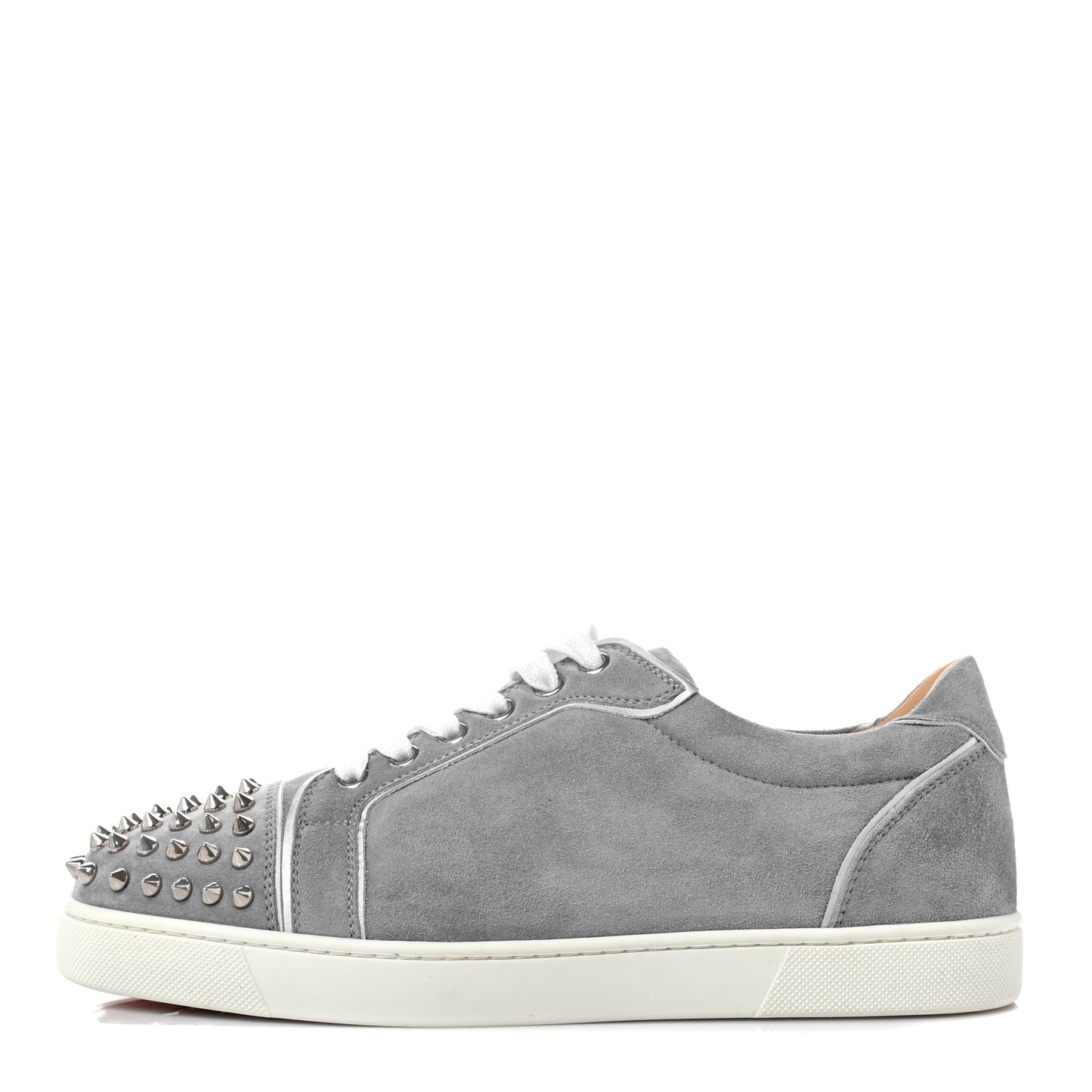 Veau Velours Calfskin Spikes Womens Vieira Flat Sneakers 40 Silver