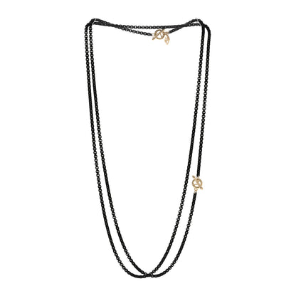 David Yurman Stainless Steel 14K Yellow Gold Acrylic Bel Aire Chain Necklace Black 4 of 5