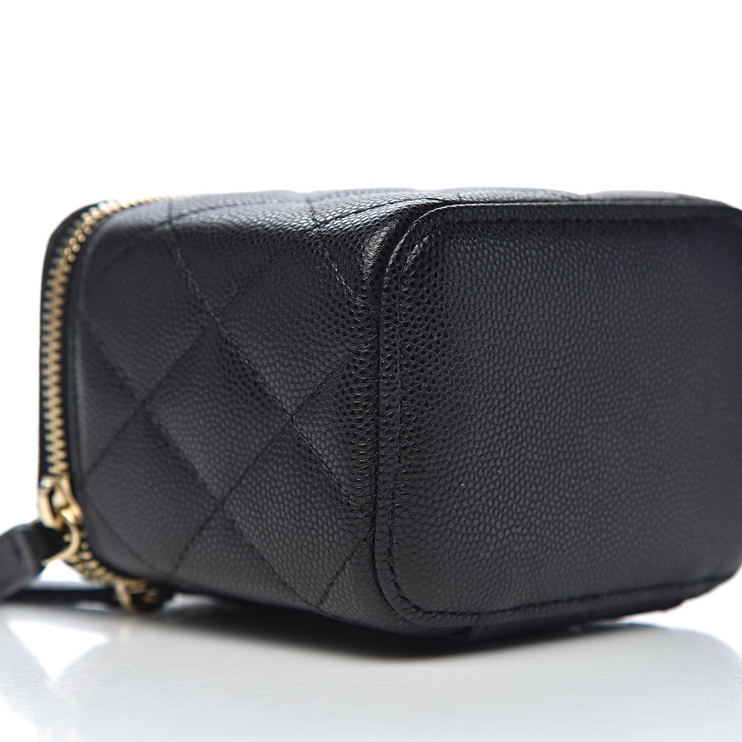Caviar Quilted Mini Vanity Case With Chain Black