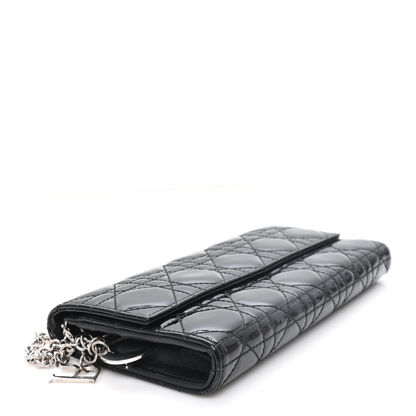 Patent Cannage Lady Dior Rendezvous Wallet On Chain Black