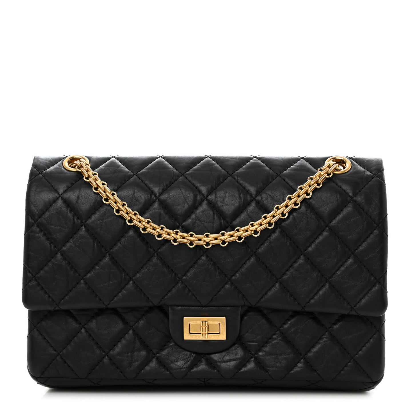 Aged Calfskin Quilted 2.55 Reissue 226 Flap Black