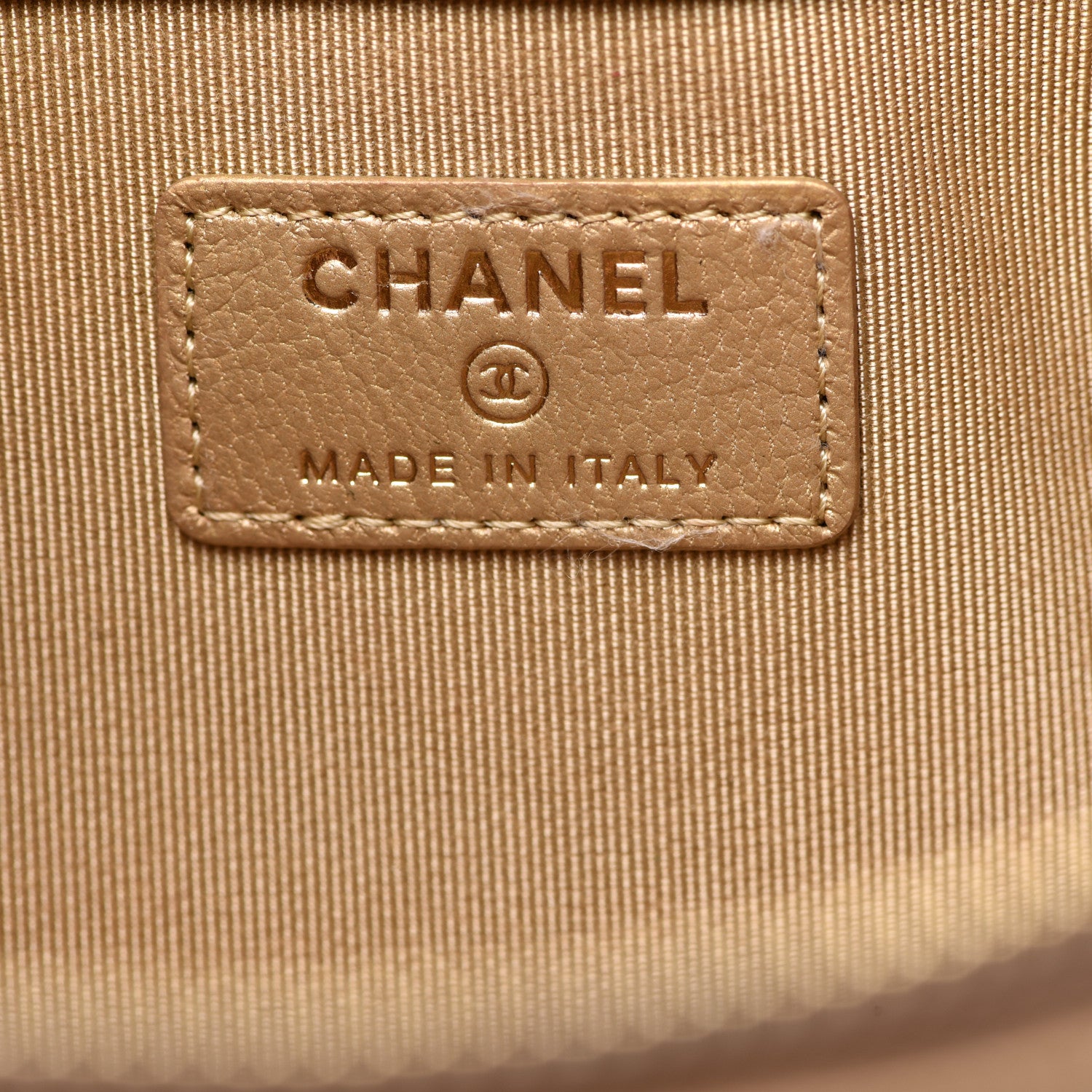 Chanel Metallic Lambskin Quilted Chanel 19 Pouch Gold 6 of 10