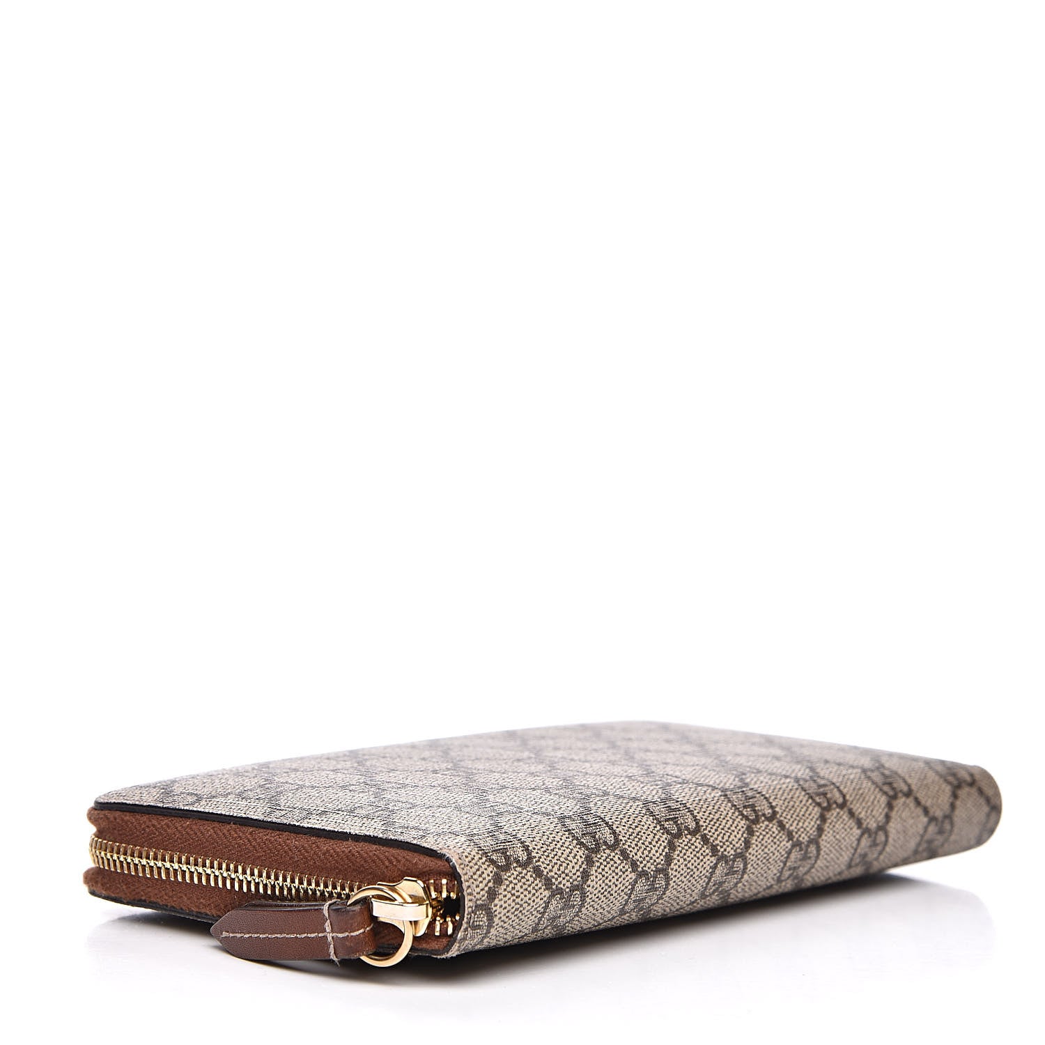 Gucci GG Supreme Monogram Cuoio Toscano Zip Around Organizer Wallet Beige Ebony Cuir 4 of 15