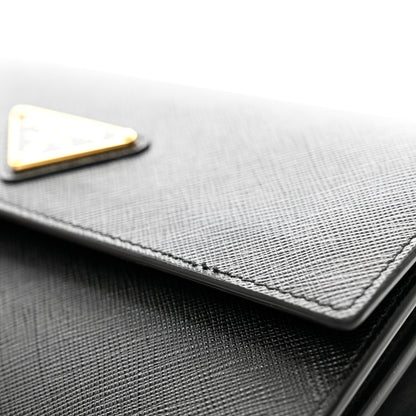 Prada Saffiano Wallet With Shoulder Strap Black 11 of 12