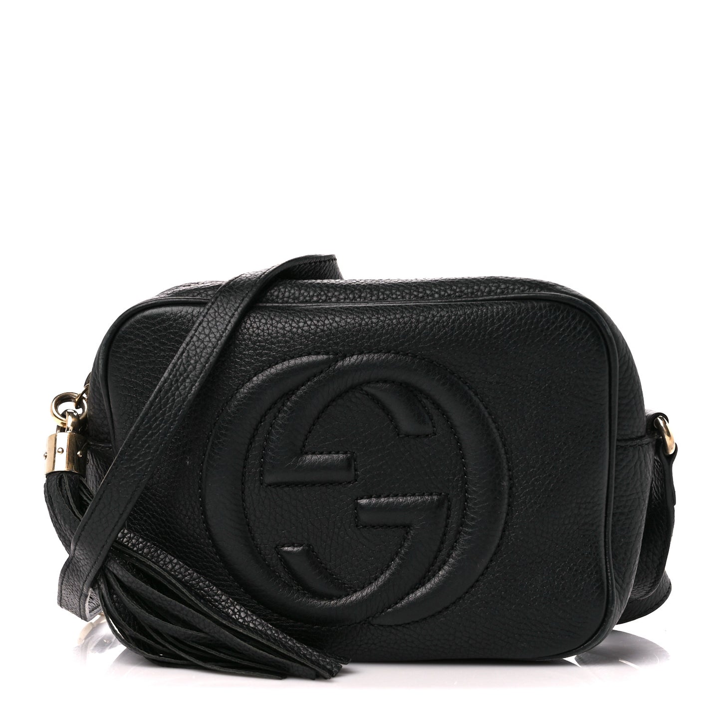 Pebbled Calfskin Small Soho Disco Bag Black