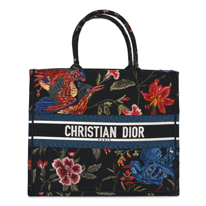 Christian Dior Canvas Embroidered Large Jardin d'Hiver Book Tote Black Multicolor 1 of 10