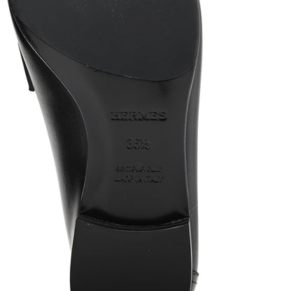 Hermes Calfskin Womens Paris Loafers 36.5 Black White 8 of 10