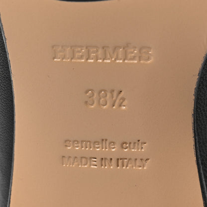 Hermes Goatskin Womens Paris Loafers 38.5 Black 6 of 7