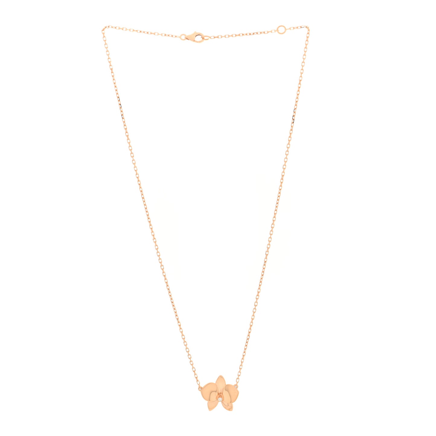 18K Pink Gold Diamond Caresse D'Orchidees Par Cartier Pendant Necklace