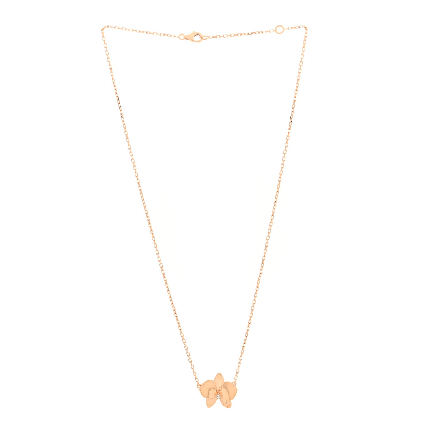 Cartier 18K Pink Gold Diamond Caresse D'Orchidees Par Cartier Pendant Necklace 3 of 5