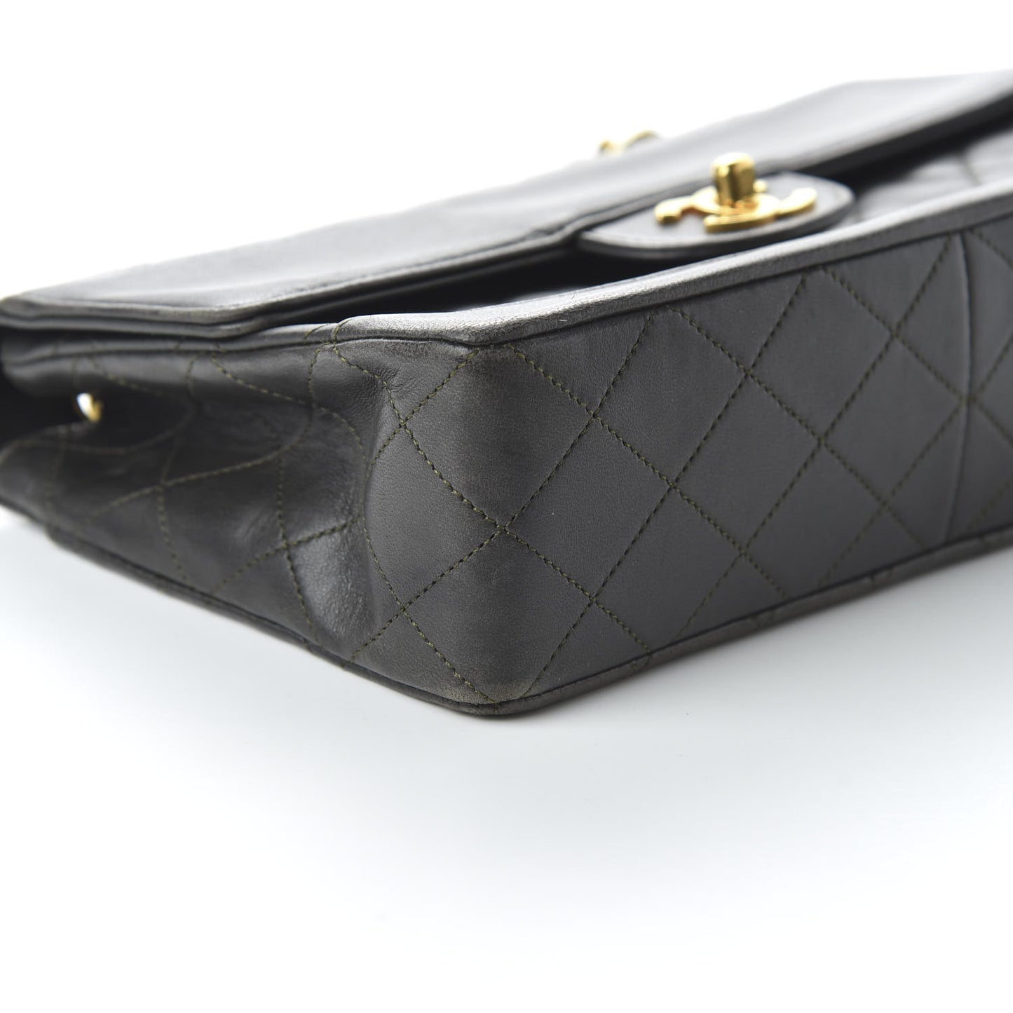 Lambskin Quilted Small Single Flap Dark Grey