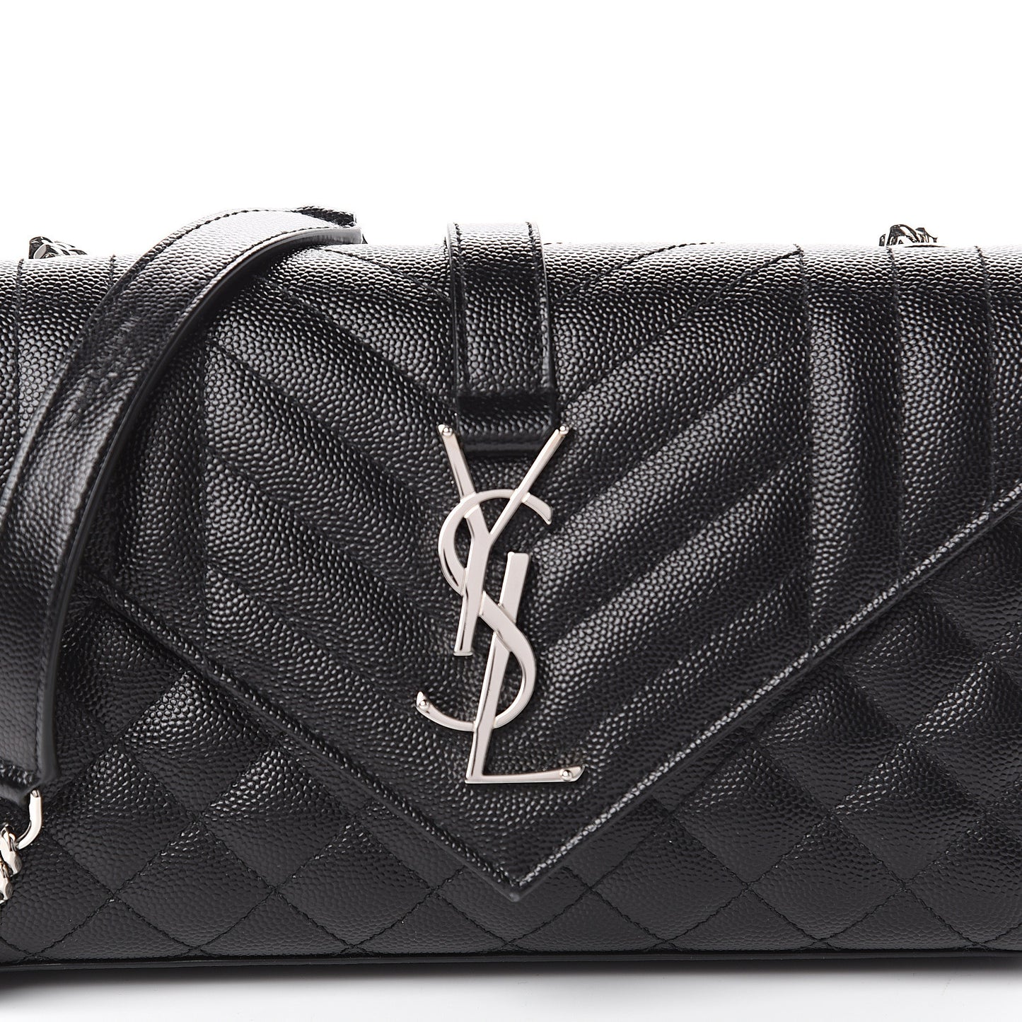 Grain De Poudre Textured Mixed Matelasse Triquilt Small Monogram Satchel Black
