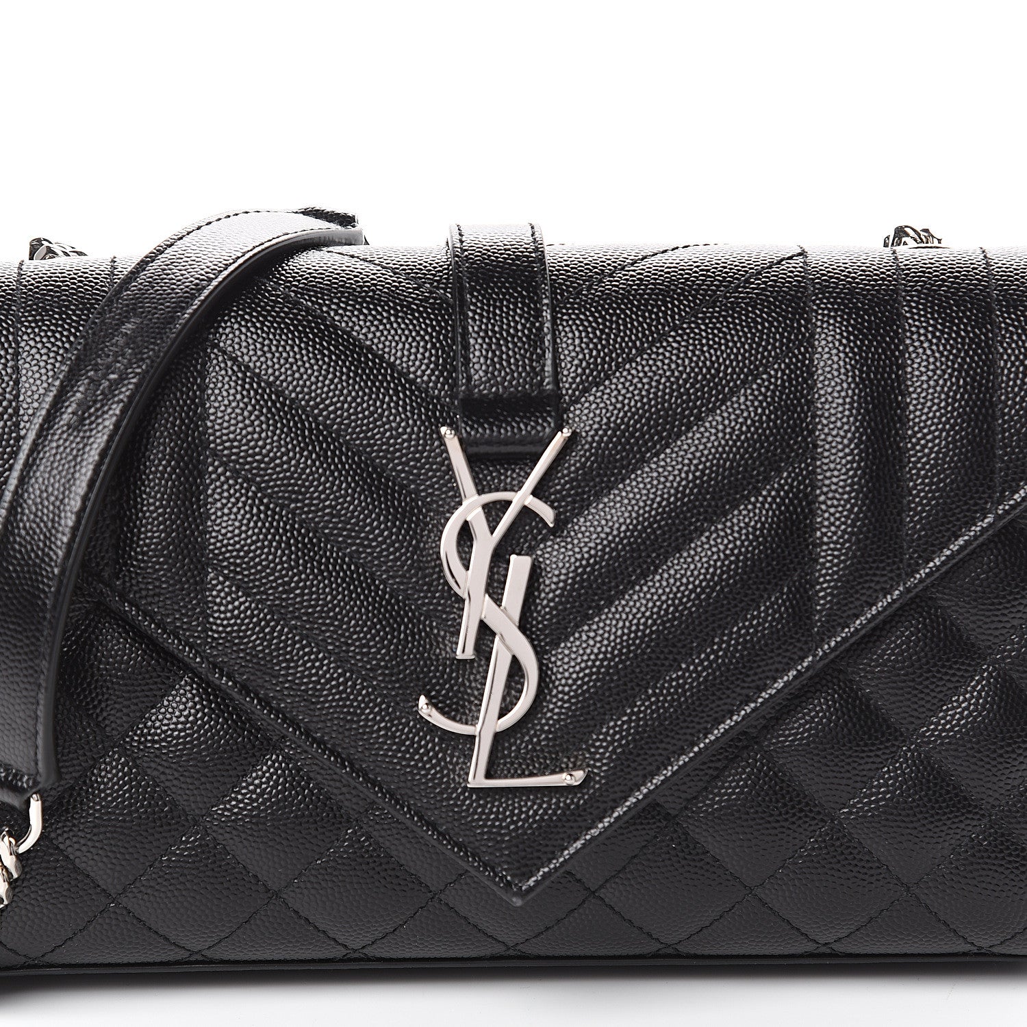 Saint Laurent Grain De Poudre Textured Mixed Matelasse Triquilt Small Monogram Satchel Black 6 of 8