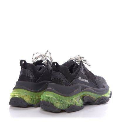 Balenciaga Fabric Mesh Clear Sole Womens Triple S Sneakers 37 Black Yellow Fluo 4 of 9