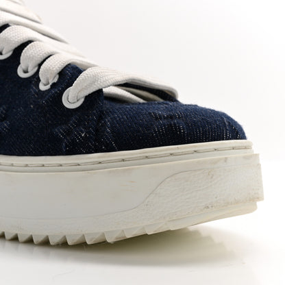 Louis Vuitton Denim Monogram Debossed Time Out Sneakers 38 Blue 9 of 15