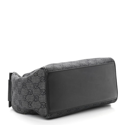 Gucci Denim Monogram GG Signature Shoulder Bag Black 4 of 11