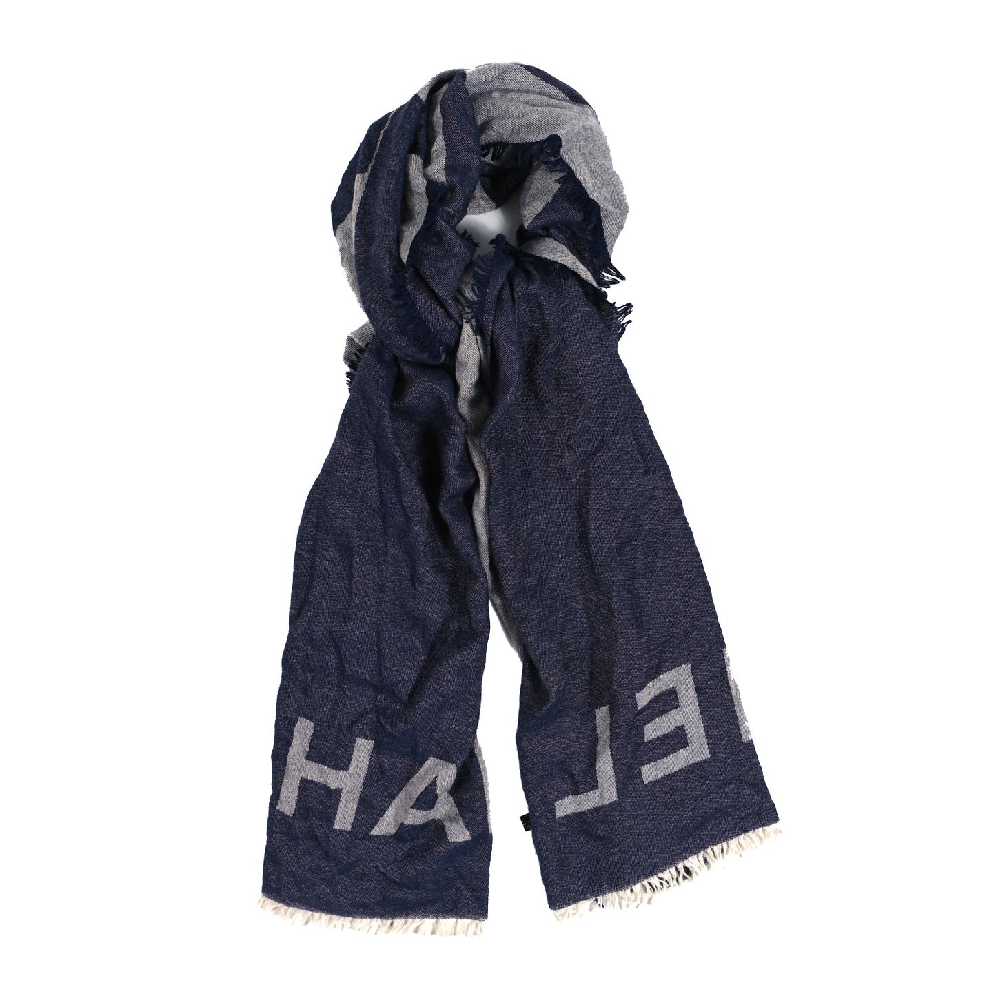 Cashmere Silk CC Logo Fringe Scarf Blue