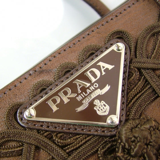 Prada Leather N/S Tote Shoulder Bag Purse Brown 8 of 12