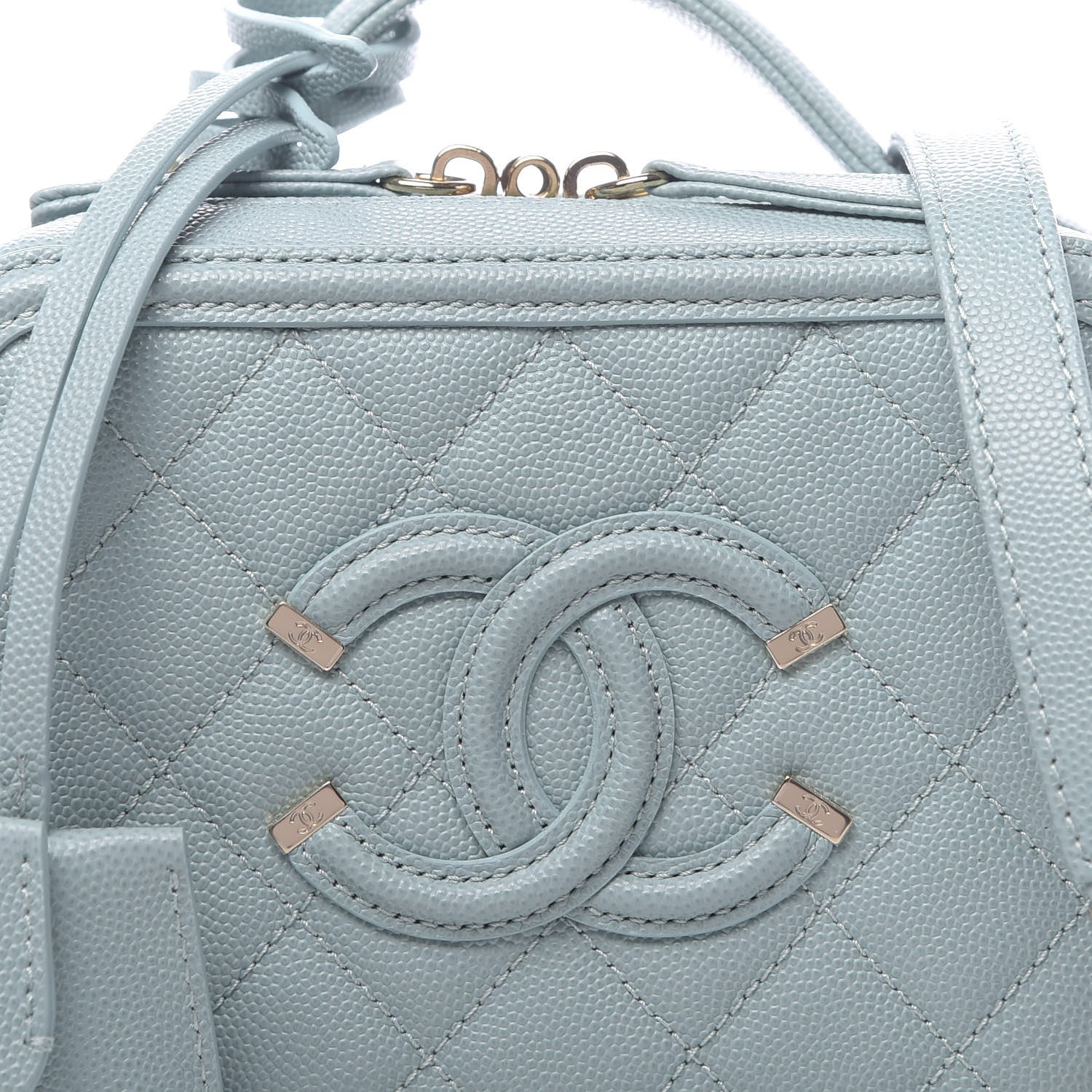 Chanel Caviar Quilted Small CC Filigree Vanity Case Light Blue 8 of 11