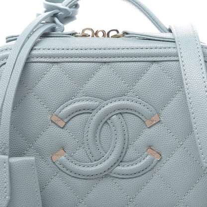 Chanel Caviar Quilted Small CC Filigree Vanity Case Light Blue 8 of 11