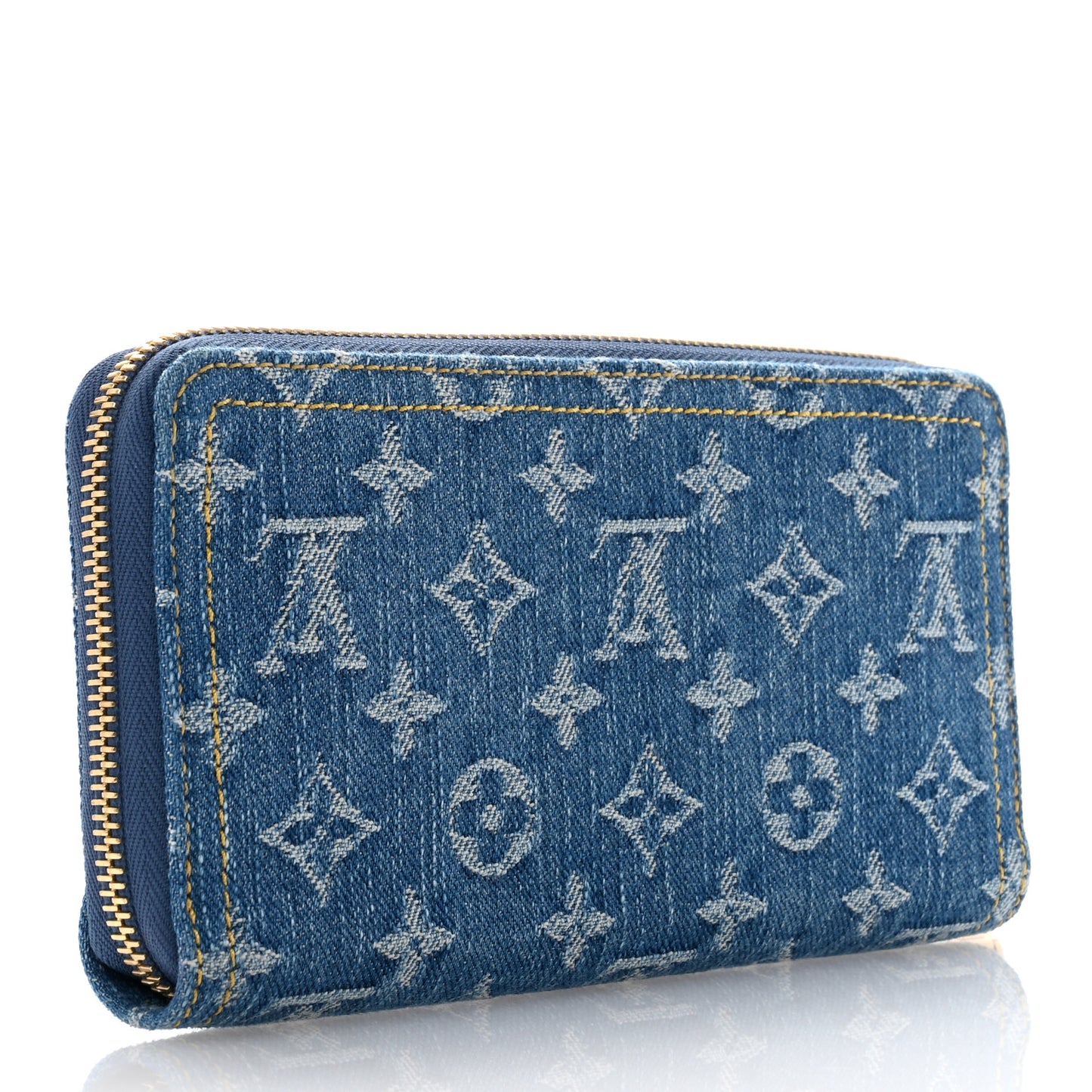 Monogram Denim Zippy Wallet NM Blue