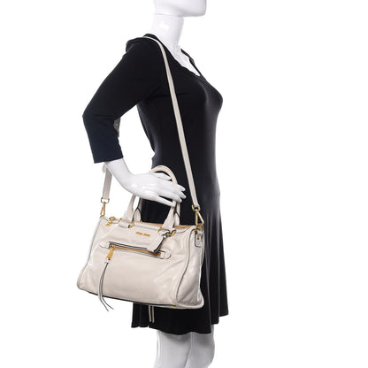 Miu Miu Vitello Shine Zip Tote Talco 2 of 14