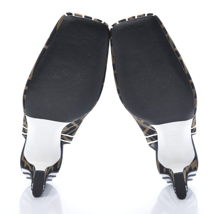 Fendi Lycra Film FF FFreedom Decollete Slingback Pumps 39 Tobacco Moro White 5 of 10