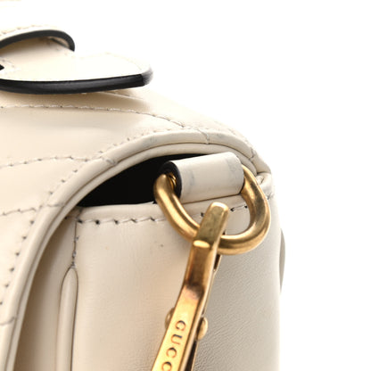 Gucci Calfskin Matelasse Small GG Marmont Top Handle Shoulder Bag White 10 of 11