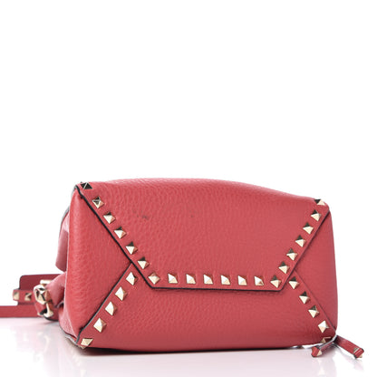 Valentino Garavani Grained Calfskin Rockstud Bucket Bag Red 6 of 16