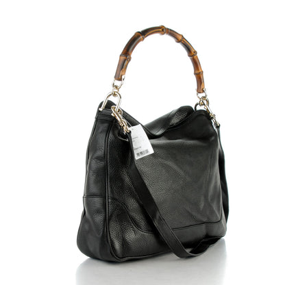 Gucci Pebbled Calfskin Medium Diana Bamboo Shoulder Bag Black 3 of 7