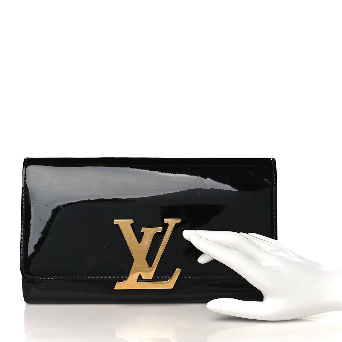 Patent Louise Clutch Black