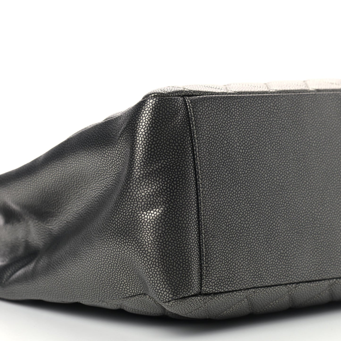 Metallic Caviar Quilted Grand Shopping Tote GST Dark Silver