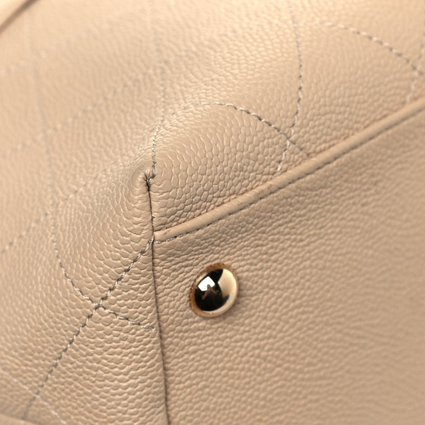 Crumpled Grained Calfskin Zip and Carry Shopping Tote Beige