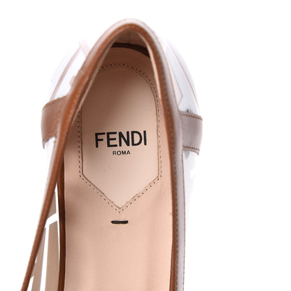Fendi PVC Calfskin FF Colibri Ballerina Flats 37 White Cuoio 7 of 8