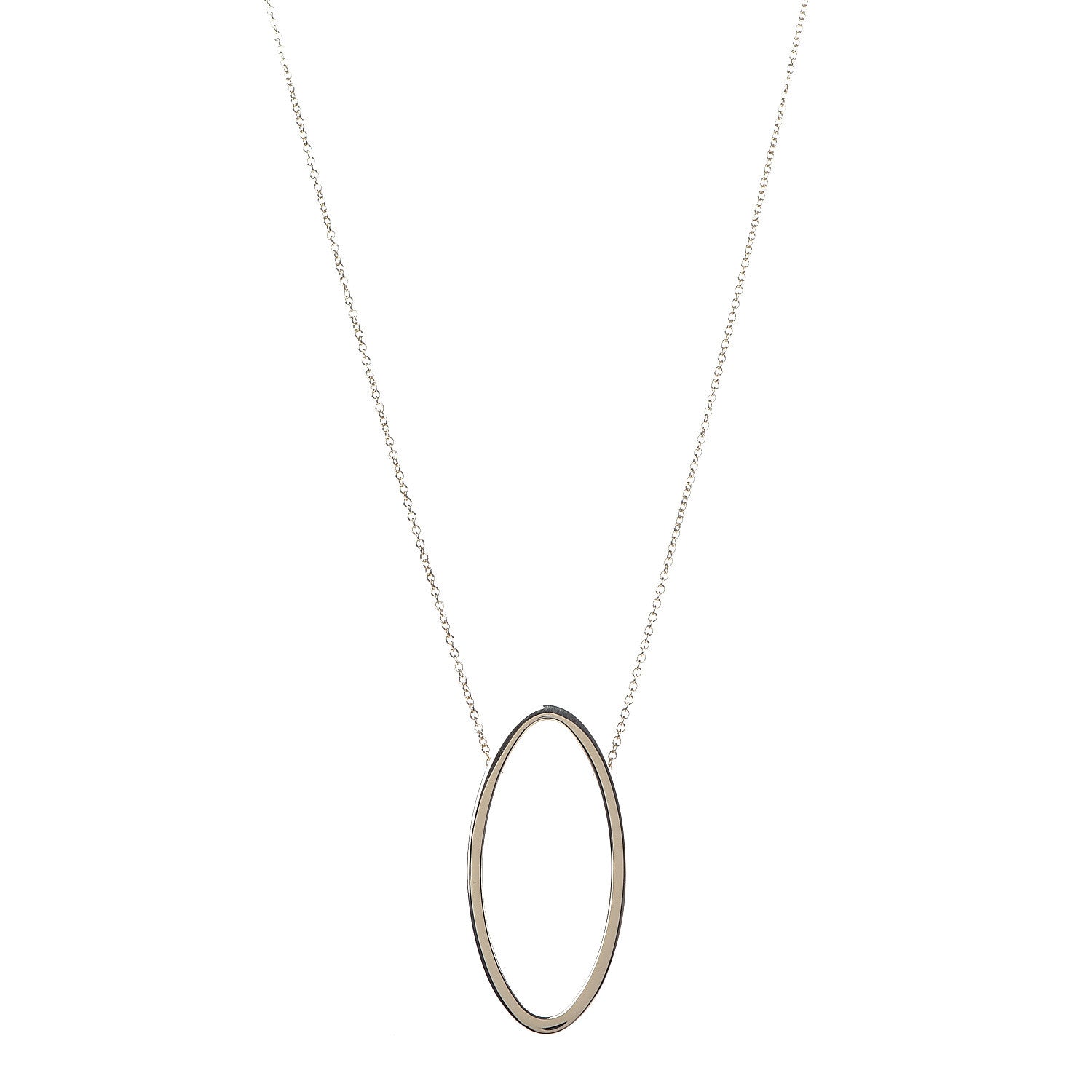Tiffany 18K Yellow Gold Metro Oval Pendant Necklace 1 of 7