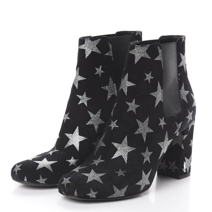 Saint Laurent Suede Glitter Stars Babies 90 Ankle Boots 36.5 Black Argent 2 of 7