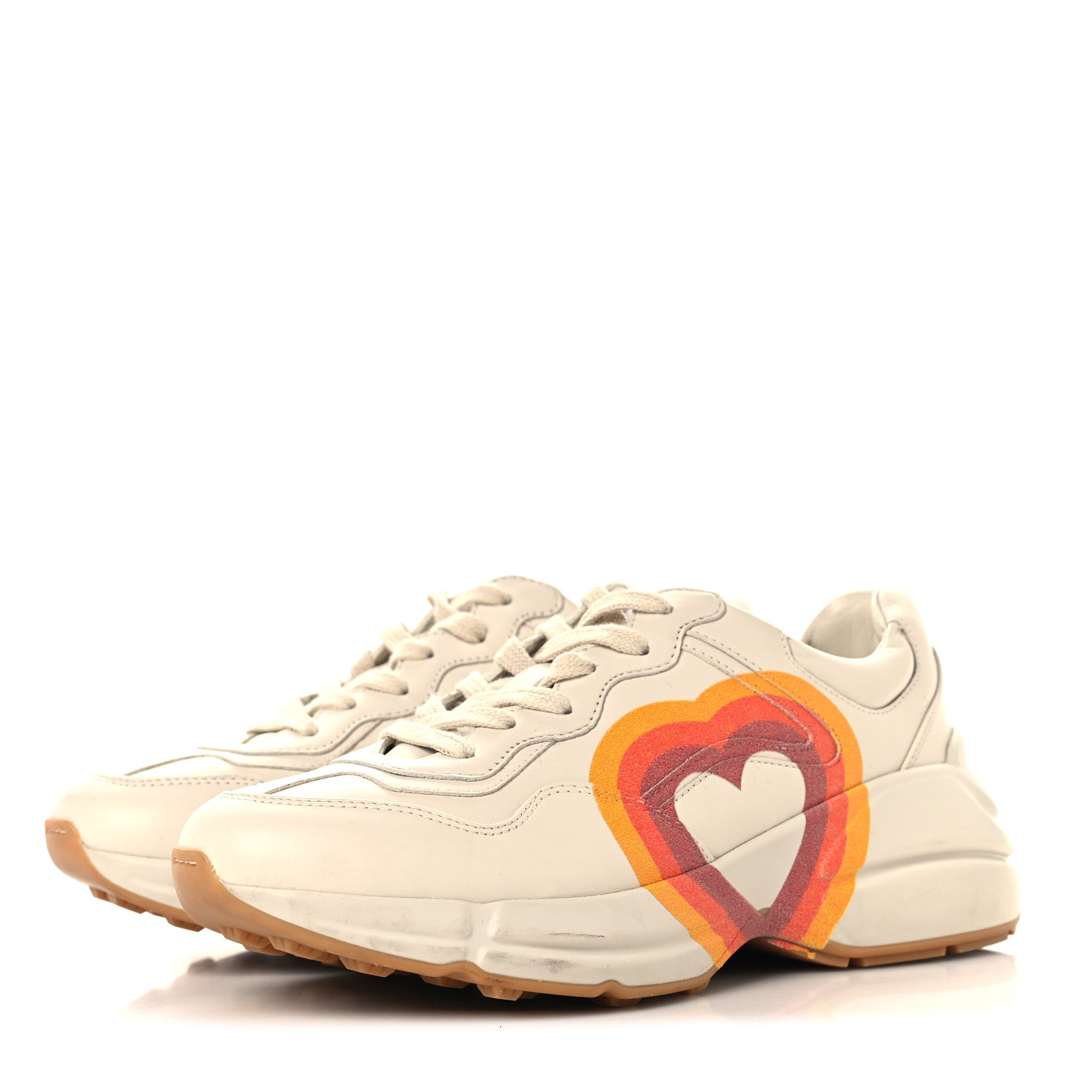 Gucci Calfskin Interlocking G Heart Rhyton Sneakers 36.5 Mystic White 4 of 11
