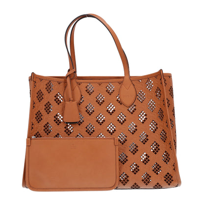 Gucci Calfskin GG Monogram Diamond Cut Medium Ophidia Tote Bag Brown 3 of 10
