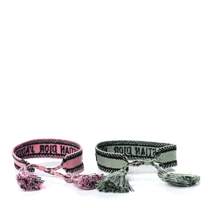 Christian Dior Woven Cotton J'Adior Friendship Bracelet Set Green Pink 4 of 5