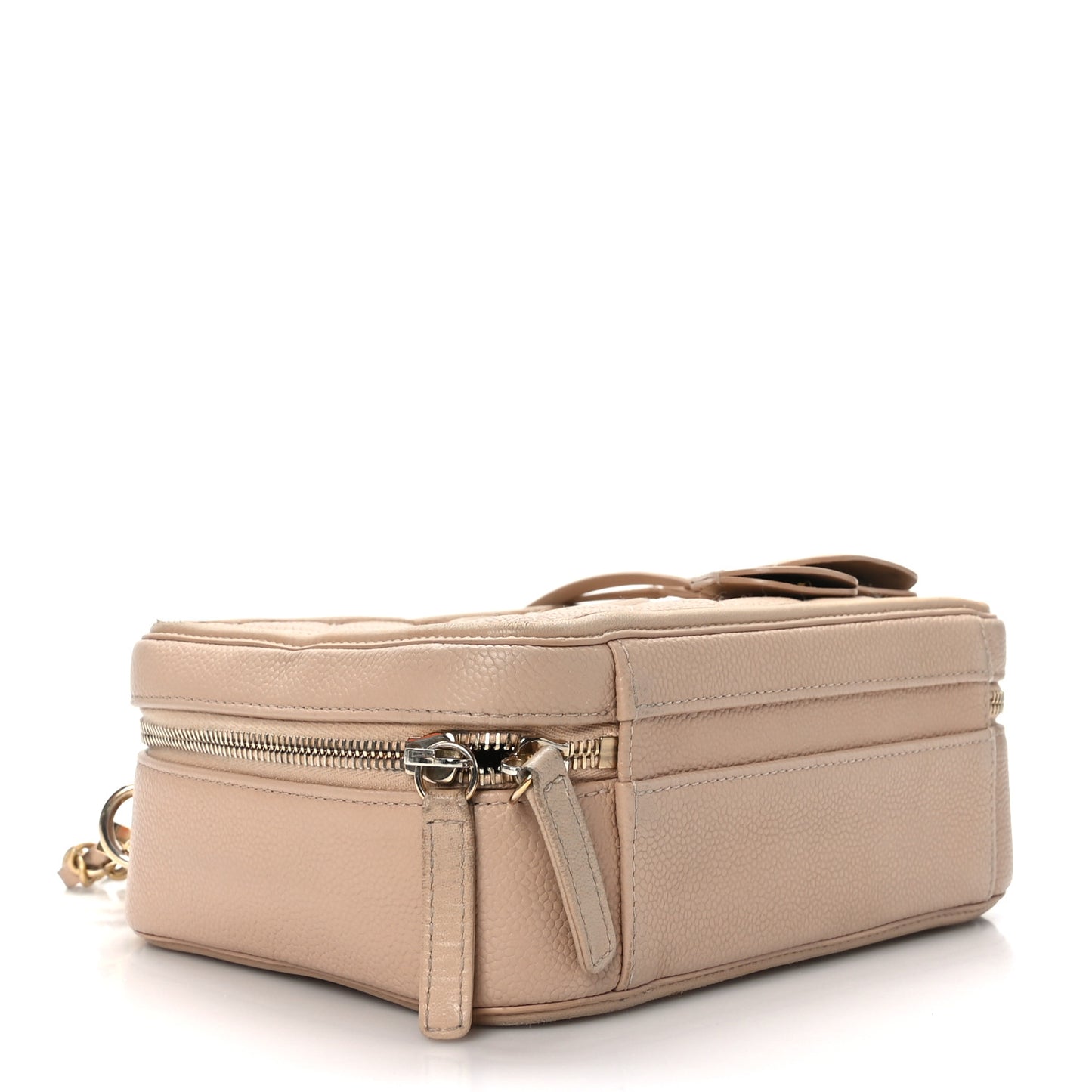 Caviar Quilted Medium CC Filigree Vanity Case Beige