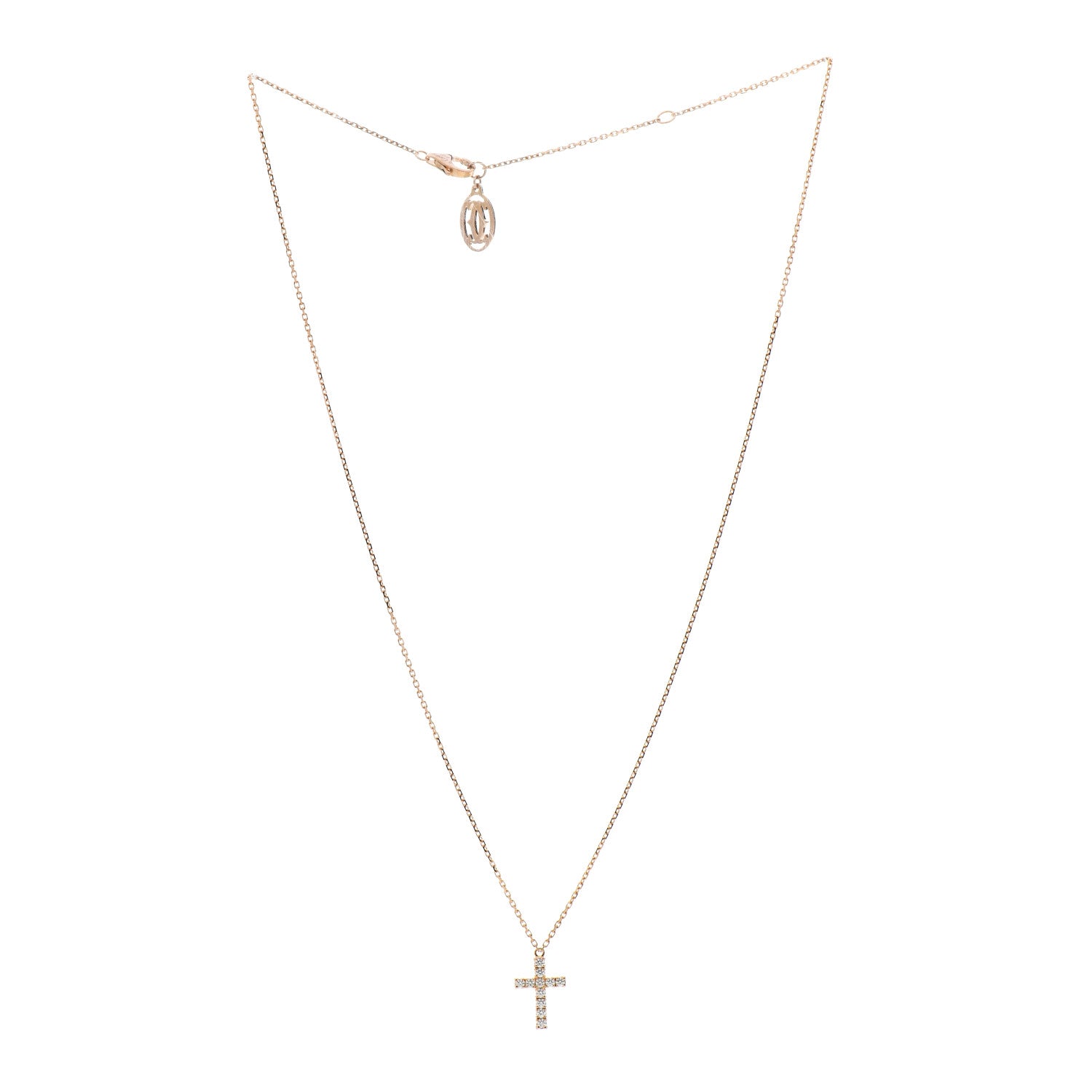 Cartier 18K Pink Gold Diamond Symbols Cross Pendant Necklace 3 of 5