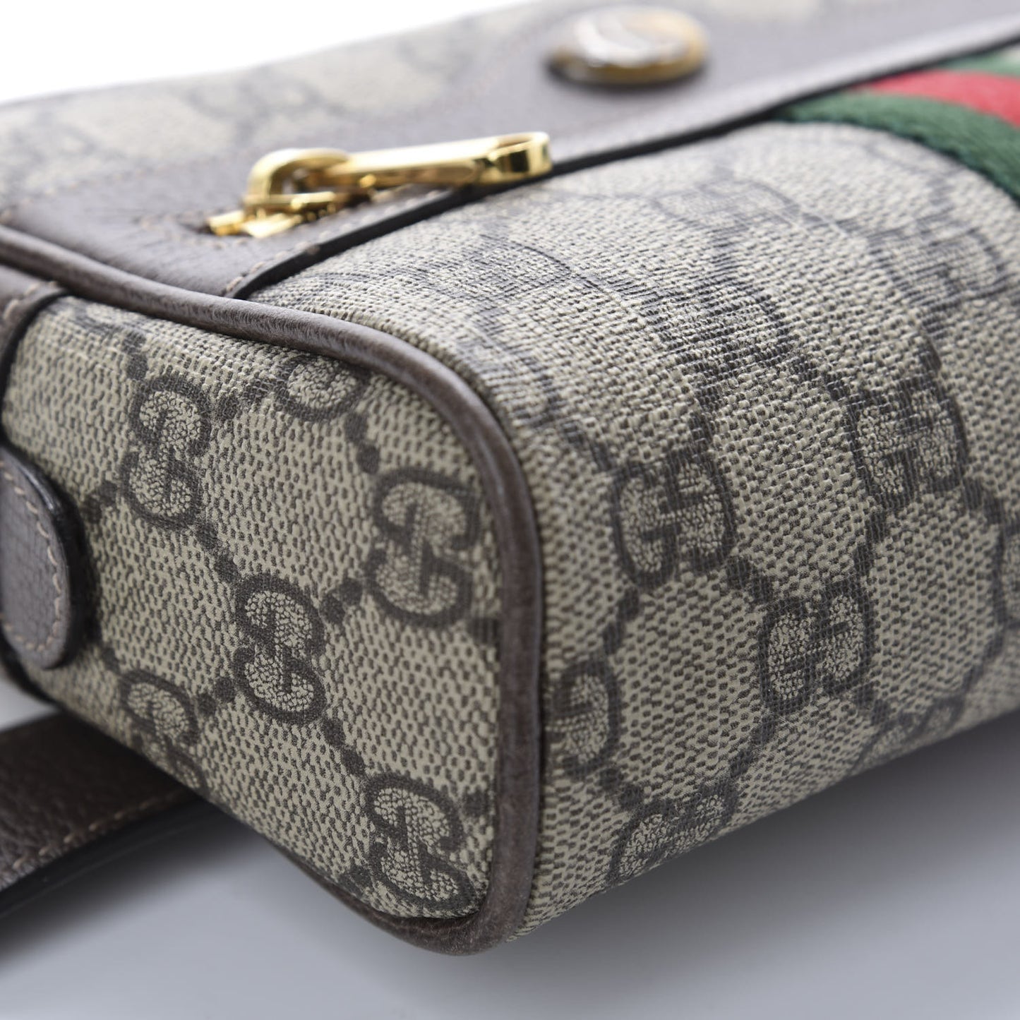GG Supreme Monogram Web Small Ophidia Belt Bag 85 34 Dark Brown