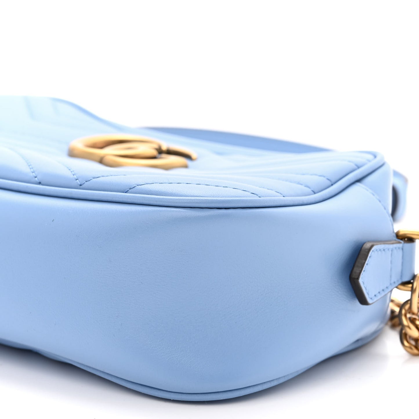 Calfskin Matelasse Small GG Marmont Chain Shoulder Bag Clear Sky Blue