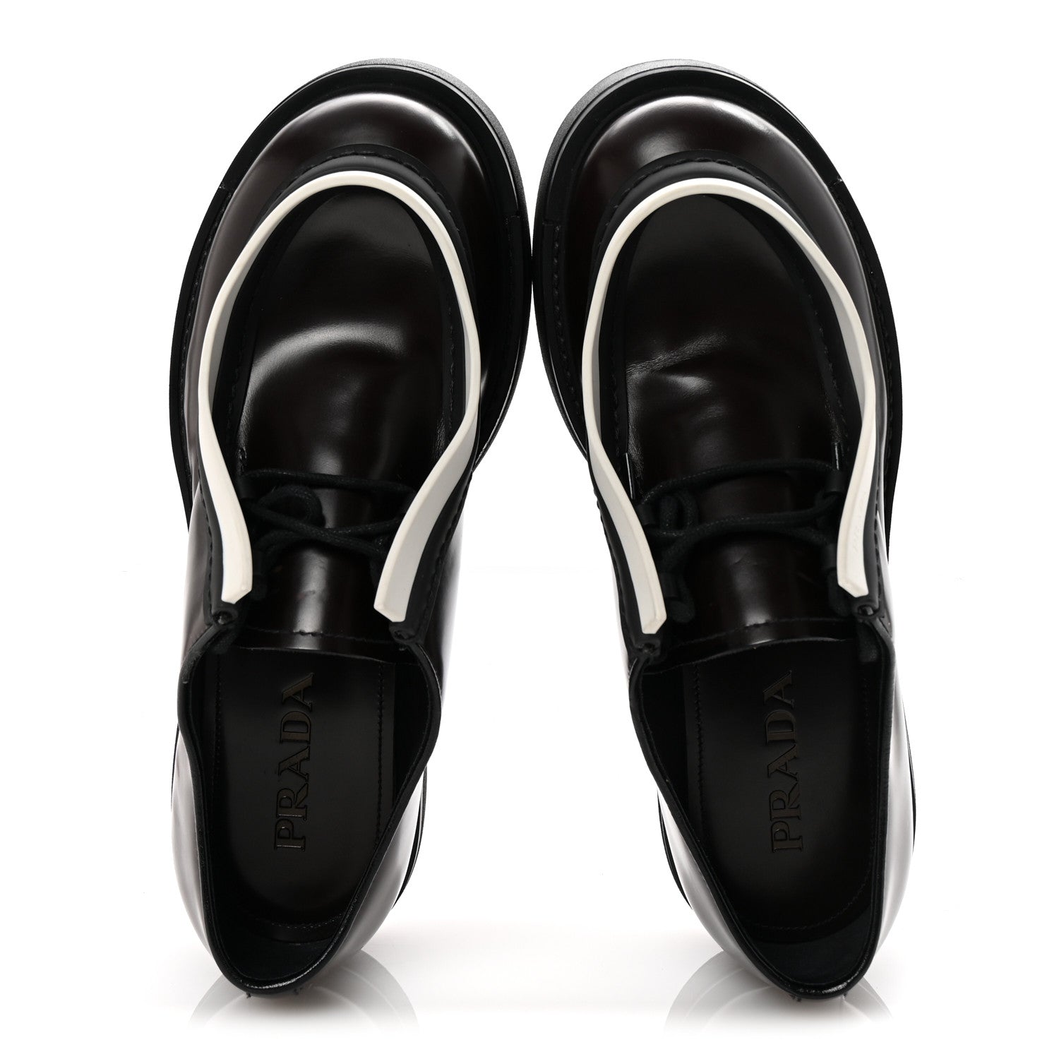 Prada Spazzolato Rois Monolith 55mm Derby Loafers 8 Dark Brown Black 2 of 10
