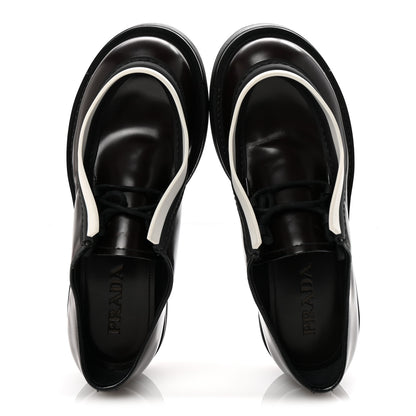 Prada Spazzolato Rois Monolith 55mm Derby Loafers 8 Dark Brown Black 2 of 10