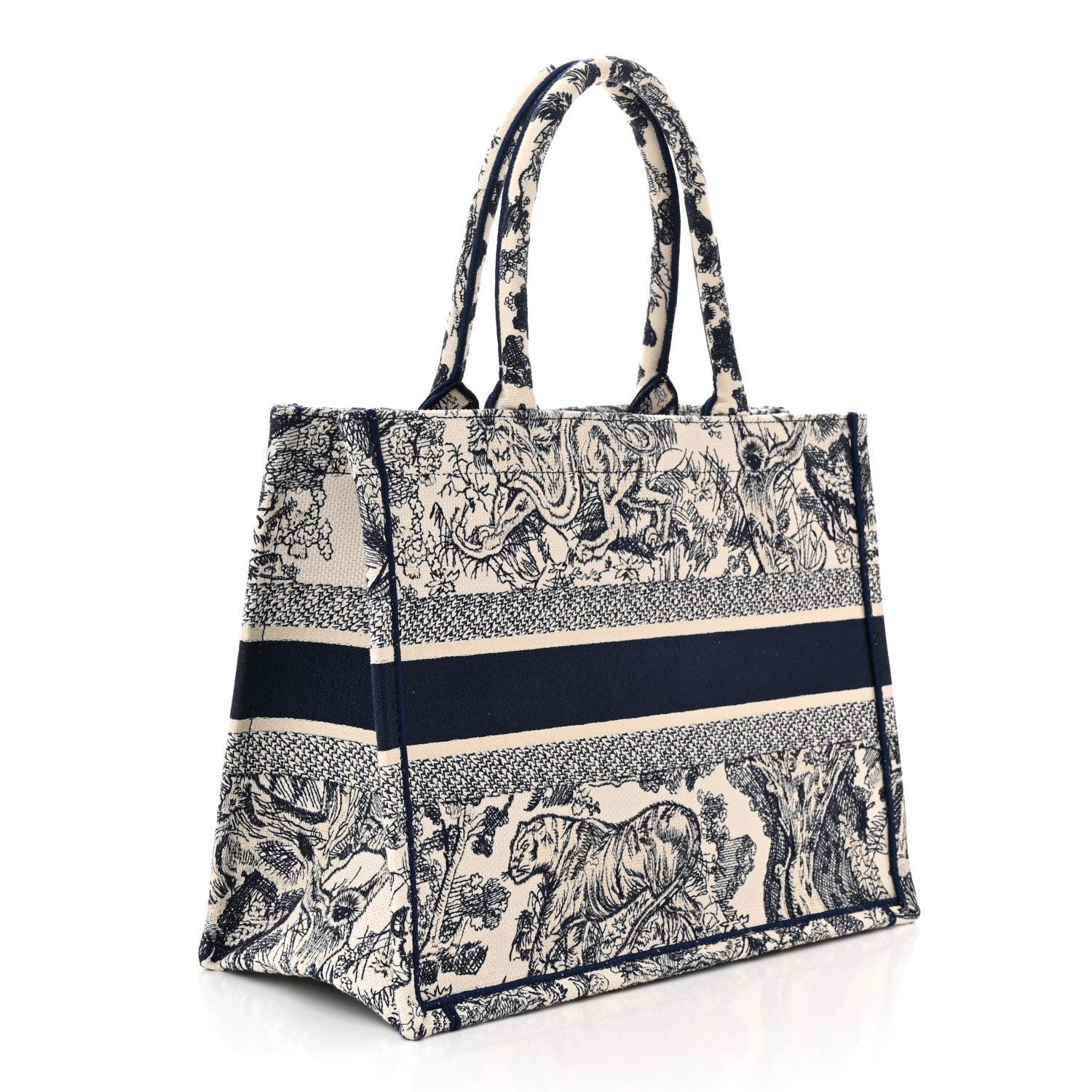 Christian Dior Canvas Embroidered Medium Dioriviera Toile De Jouy Book Tote Blue 3 of 10