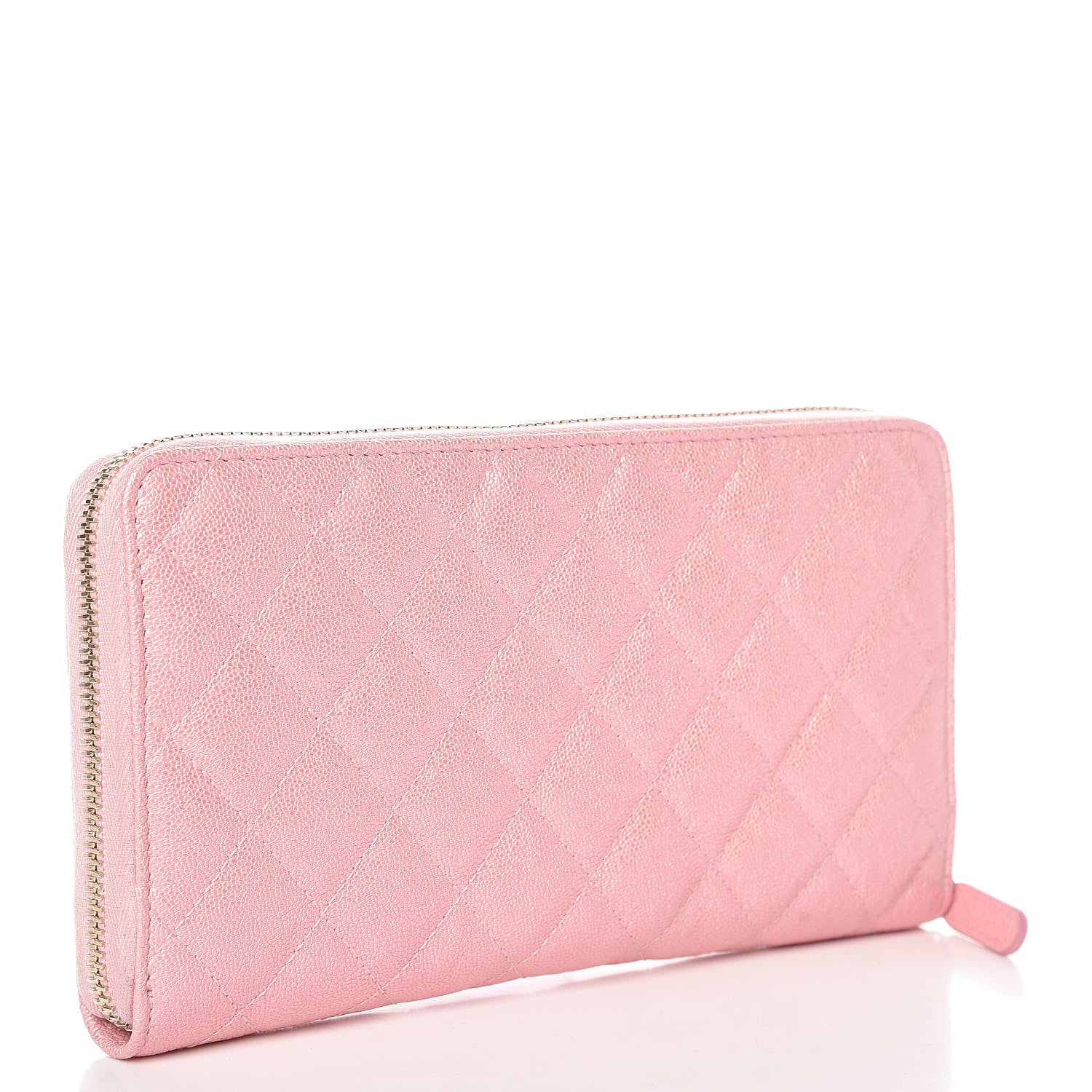 Chanel Iridescent Caviar Quilted Large Zip Around Organizer Wallet Pink 3 of 10